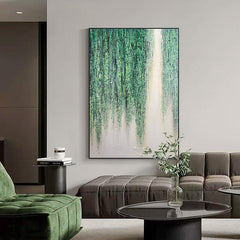 Modern Green Texture Weeping Willows Oil Painting on Canvas - LoveOilpainting