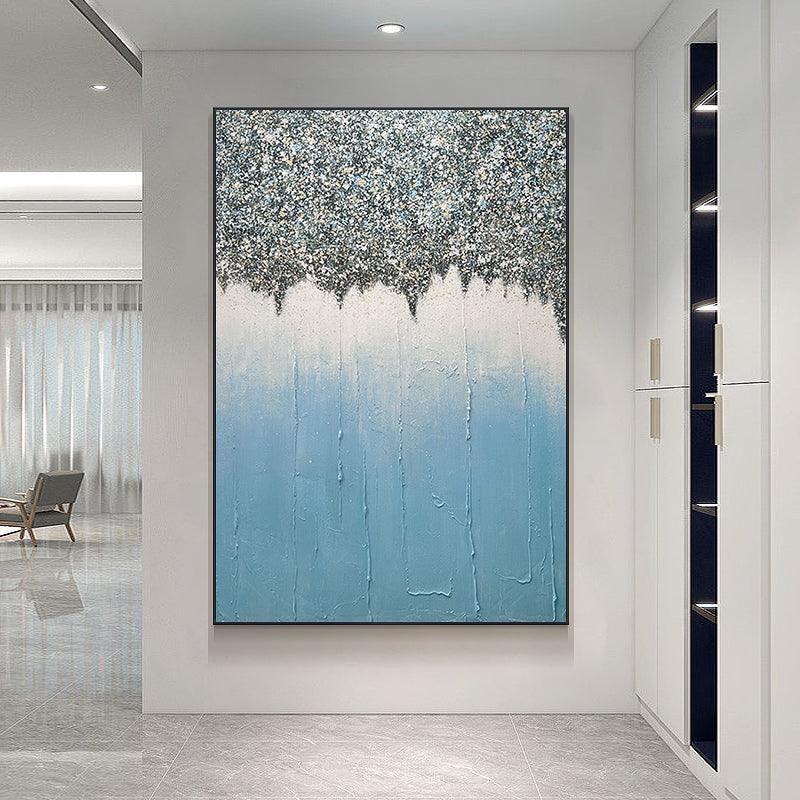 Large Contemporary Abstract Blue Thick Textured Acrylic Oil Painting - LoveOilpainting