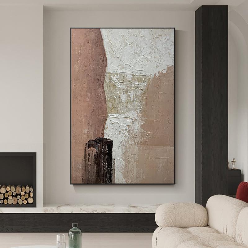 Hand-Painted Acrylic Brown-Beige Abstract Oil Painting for Dining Room - LoveOilpainting