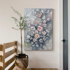 Abstract Rose Flowers Wall Art Large Thick Texture Knife Painting Living Room Decor - LoveOilpainting