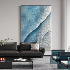 Abstract Blue Ocean Textured Sea Waves Landscape Oil Painting - LoveOilpainting