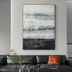 Wabi Sabi Black and White Textured Abstract Oil Painting On Canvas - LoveOilpainting