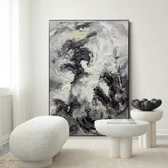 Original Wabi Sabi Black and Beige Landscape Wall Art - LoveOilpainting