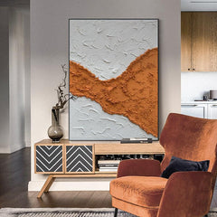 Abstract 3D Textured Brown and Beige Quartz Sand Oil Painting - LoveOilpainting