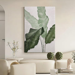 Large Green Leaves Abstract Oil Painting - LoveOilpainting