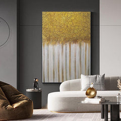 Abstract Minimalist Gold and Beige Texture Oil Painting - LoveOilpainting