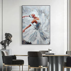 Modern Dancing Girl Thick Texture Abstract Beautiful Ballet Girl Oil Painting for Entryway Corridor Decor - LoveOilpainting