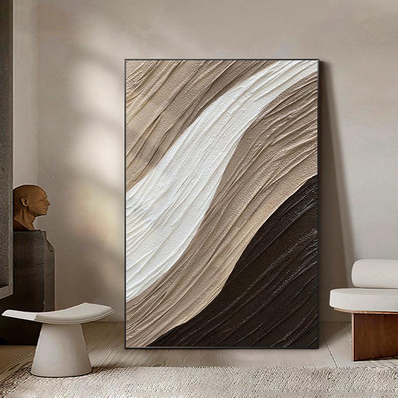 Abstract Acrylic Oil Painting Vertical Brown Beige Textured art painting on Canvas - LoveOilpainting