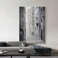 Contemporary Abstract Vertical Grey Texture Oil Painting - LoveOilpainting