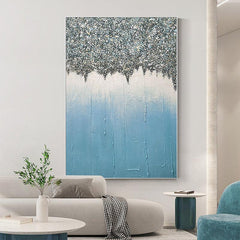 Large Contemporary Abstract Blue Thick Textured Acrylic Oil Painting - LoveOilpainting