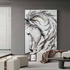 Abstract Animal Brown White Horse Acrylic Large Vertical Oil Painting for Office Study Show Flat Decor - LoveOilpainting