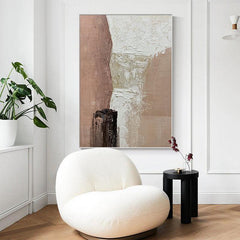 Hand-Painted Acrylic Brown-Beige Abstract Oil Painting for Dining Room - LoveOilpainting