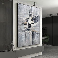 Abstract Beige Black and Grey Landscape Wall Art Wabi Sabi Oil Painting - LoveOilpainting