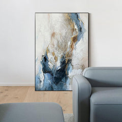 Hand-painted Square Abstract Textured Blue Oil Paintings on Canvas - LoveOilpainting