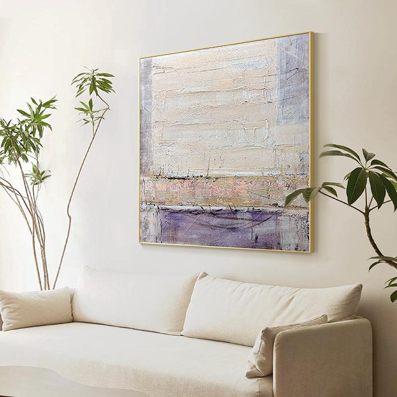 Wabi Sabi Square Beige Textured Acrylic Oil Painting - LoveOilpainting