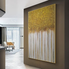 Abstract Minimalist Gold and Beige Texture Oil Painting - LoveOilpainting