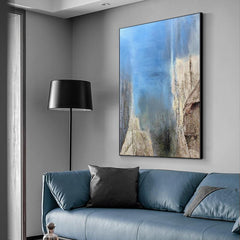 Abstract Blue Textured Landscape Oil Painting - LoveOilpainting