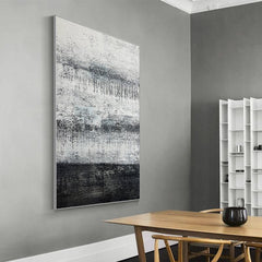 Wabi Sabi Black and White Textured Abstract Oil Painting On Canvas - LoveOilpainting