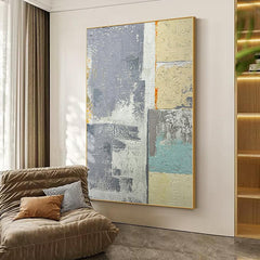 Abstract Acrylic Beige and Grey Textured Landscape Oil Painting - LoveOilpainting