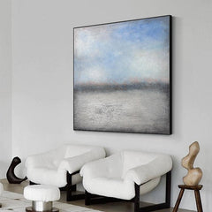 Abstract Ocean and Blue Sky Textured Landscape Oil Painting - LoveOilpainting