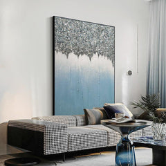 Large Contemporary Abstract Blue Thick Textured Acrylic Oil Painting - LoveOilpainting