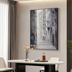 Contemporary Abstract Vertical Grey Texture Oil Painting - LoveOilpainting