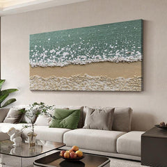 Square 3D Minimalist Blue Ocean Beach Waves art Painting - LoveOilpainting