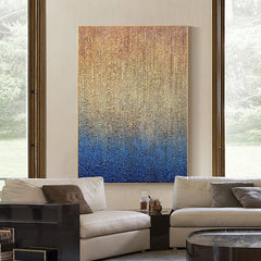 Abstract Gold and Blue Textured Acrylic Oil Painting - LoveOilpainting