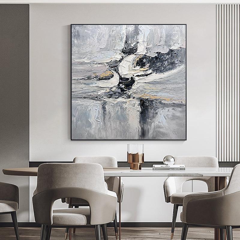 Abstract Beige Black and Grey Landscape Wall Art Wabi Sabi Oil Painting - LoveOilpainting