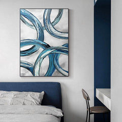 Abstract Blue Textured Minimalist Acrylic Oil Painting - LoveOilpainting