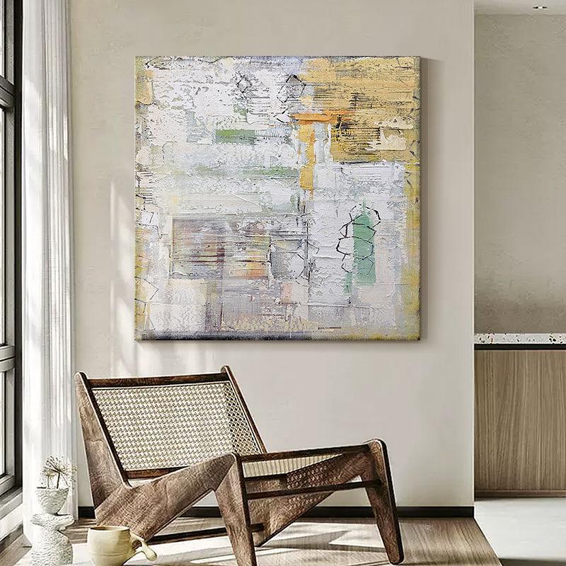 Acrylic Beige Landscape Square Abstract Wall Art Decor - LoveOilpainting