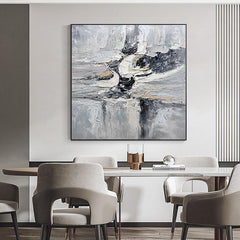 Wabi Sabi Black Grey Beige Textured Abstract Oil Painting - LoveOilpainting