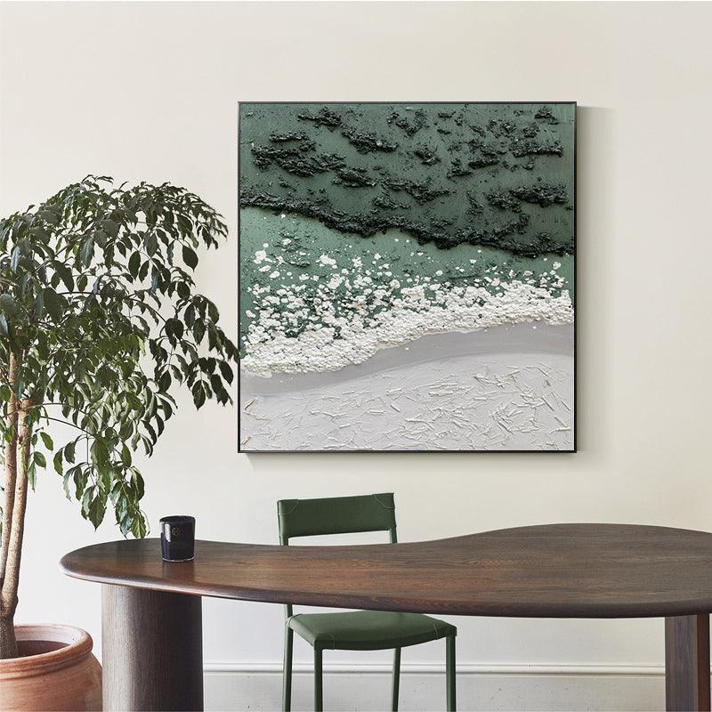 Square Green Beige Landscape Abstract Oil Painting - LoveOilpainting