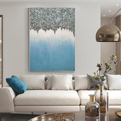 Large Contemporary Abstract Blue Thick Textured Acrylic Oil Painting - LoveOilpainting