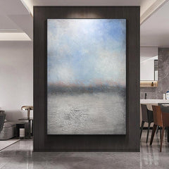 Abstract Ocean and Blue Sky Textured Landscape Oil Painting - LoveOilpainting