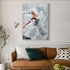 Modern Dancing Girl Thick Texture Abstract Beautiful Ballet Girl Oil Painting for Entryway Corridor Decor - LoveOilpainting