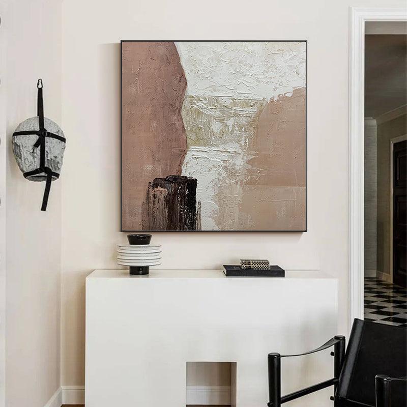 Hand-Painted Acrylic Brown-Beige Abstract Oil Painting for Dining Room - LoveOilpainting