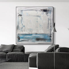 Abstract Blue and Grey Textured Oil Painting on Canvas - LoveOilpainting