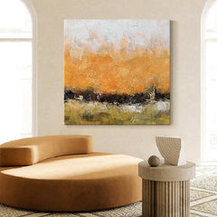 Abstract Vibrant Brown Textured Landscape Oil Painting - LoveOilpainting