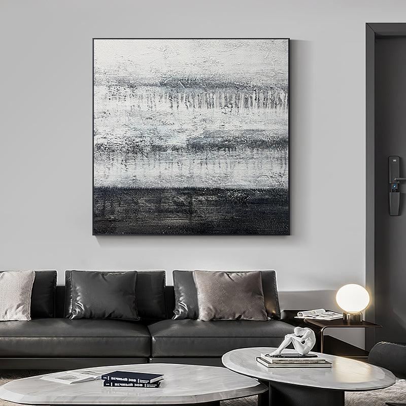 Wabi Sabi Black and White Textured Abstract Oil Painting On Canvas - LoveOilpainting