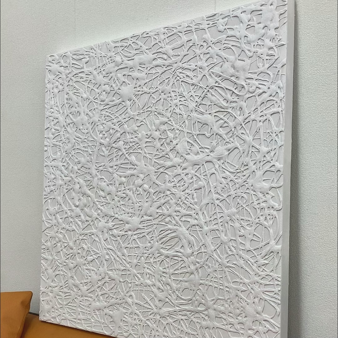 Abstract Oilpainting Square White 3D Textured Oil Painting