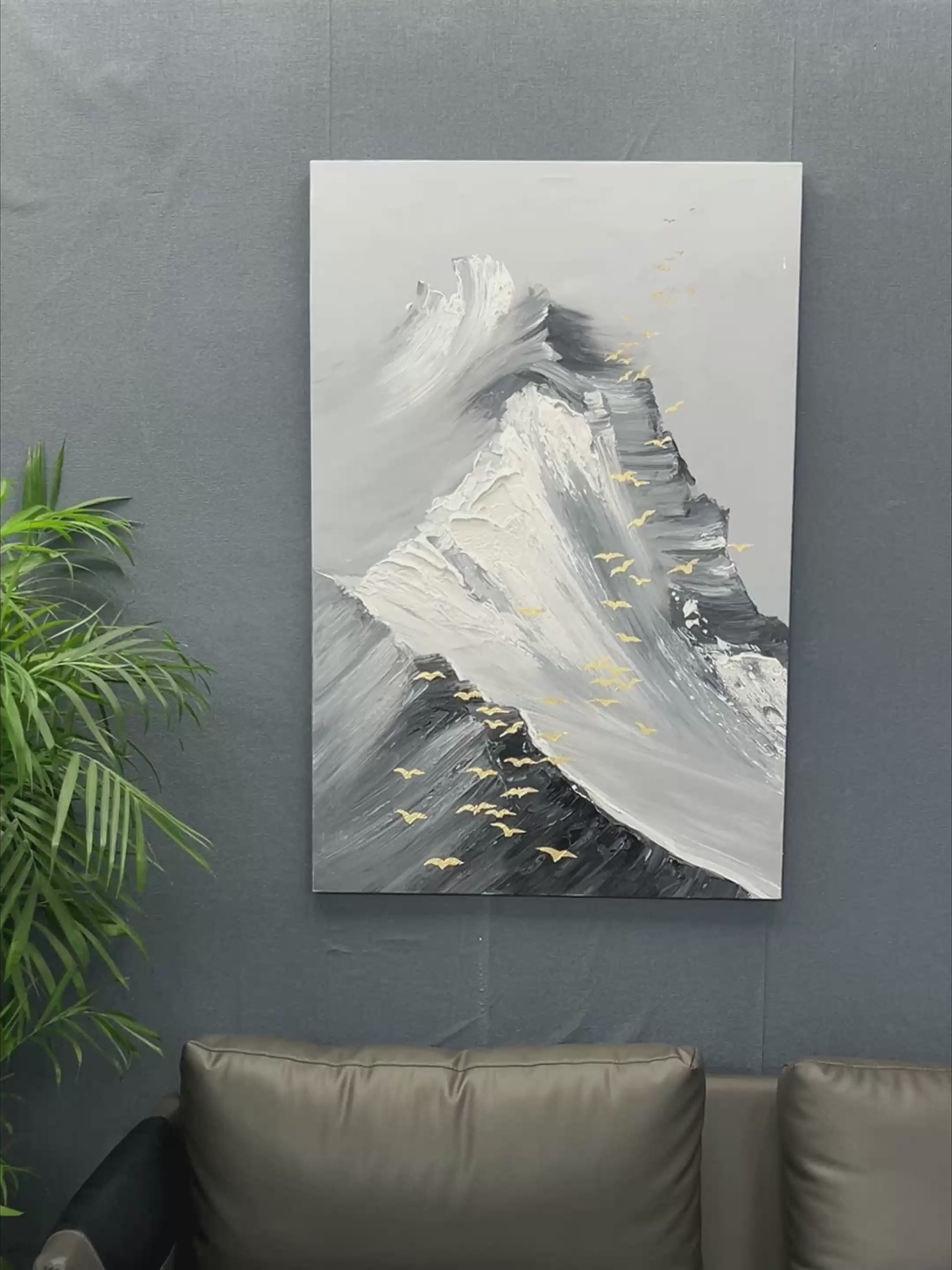 Abstract Majestic Mountain Landscape Oil Painting on Canvas